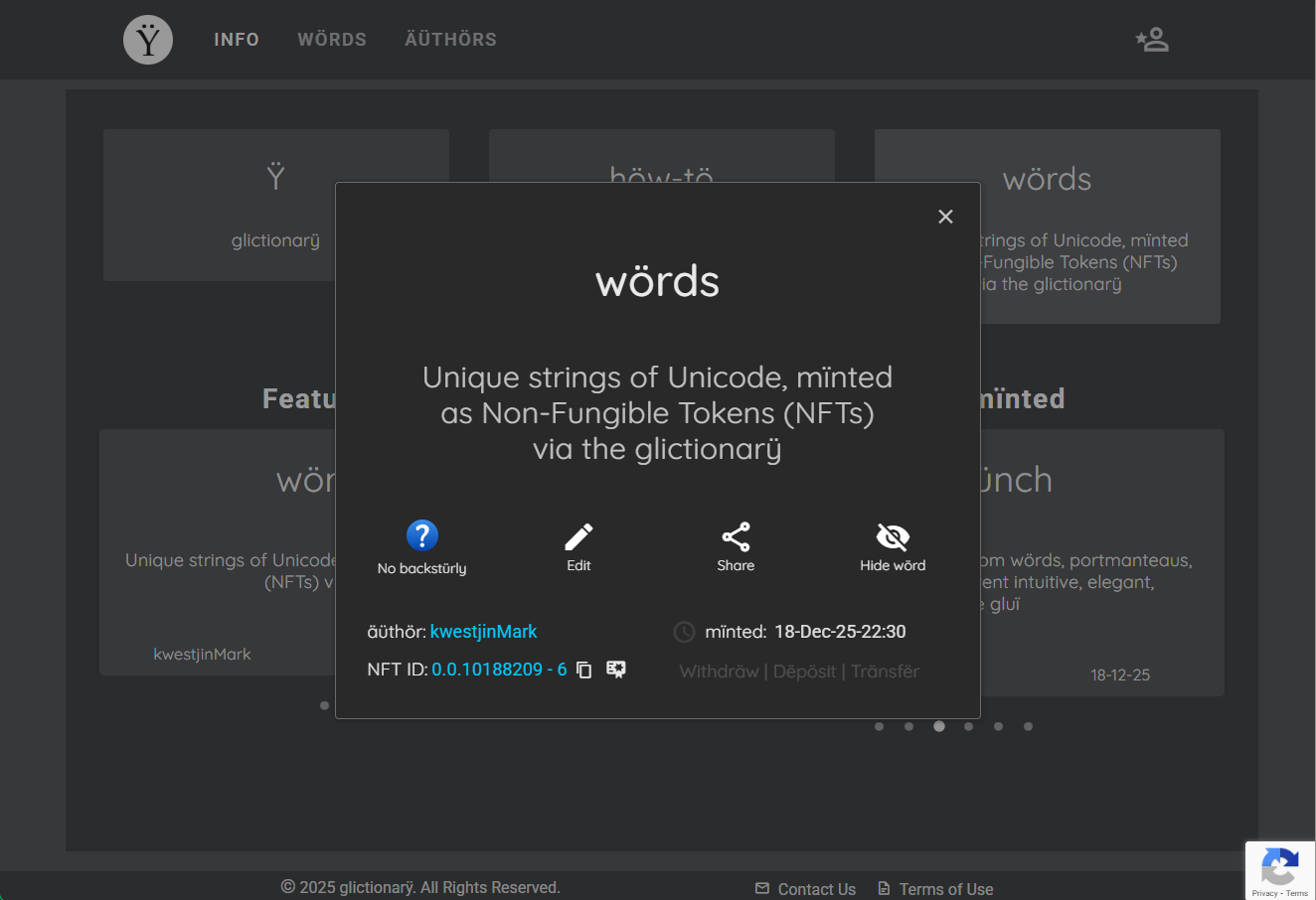 wörd details pop-up